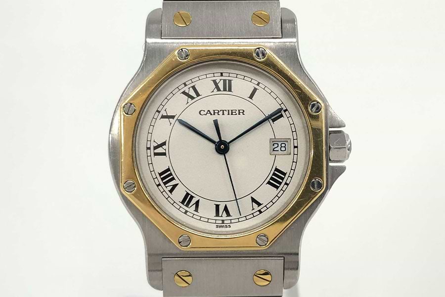 カルティエ サントスオクタゴンLM W2001583 クォーツ SS/YG ホワイト